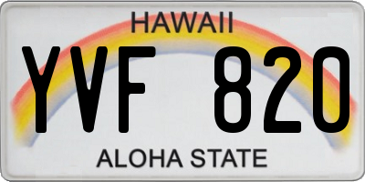 HI license plate YVF820