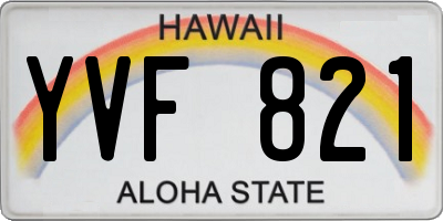 HI license plate YVF821