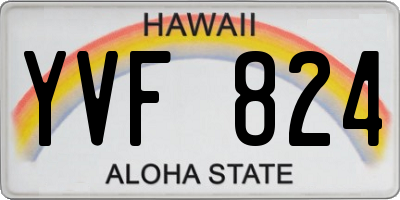 HI license plate YVF824