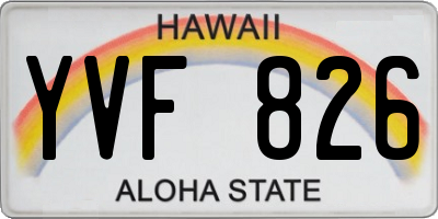 HI license plate YVF826