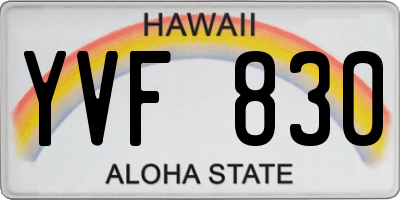 HI license plate YVF830