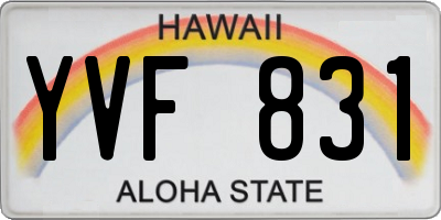 HI license plate YVF831