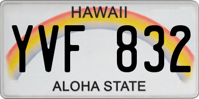 HI license plate YVF832