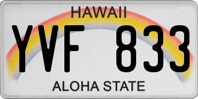 HI license plate YVF833