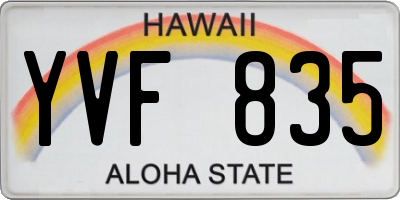 HI license plate YVF835