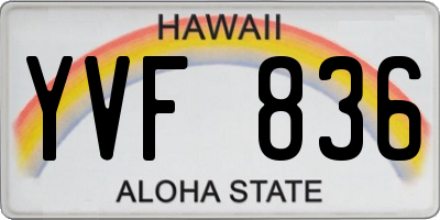 HI license plate YVF836