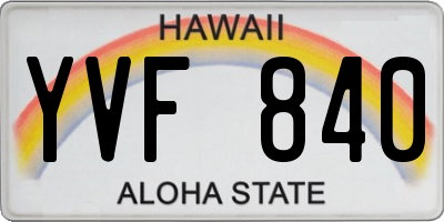 HI license plate YVF840