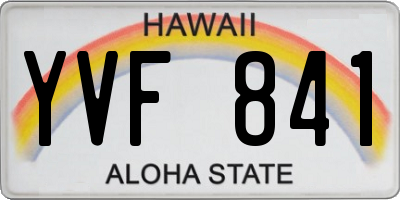 HI license plate YVF841
