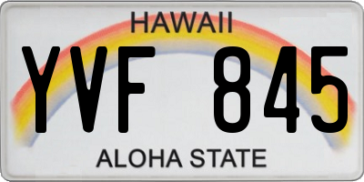 HI license plate YVF845