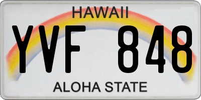 HI license plate YVF848