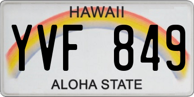 HI license plate YVF849