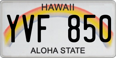 HI license plate YVF850