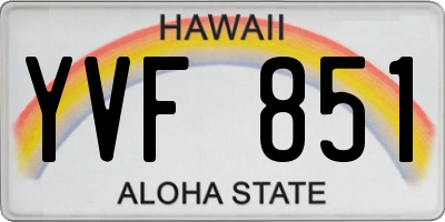 HI license plate YVF851