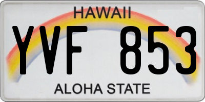 HI license plate YVF853