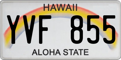 HI license plate YVF855