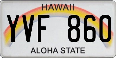 HI license plate YVF860