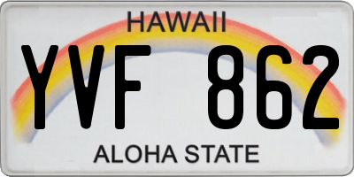 HI license plate YVF862