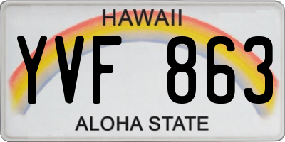 HI license plate YVF863