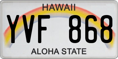HI license plate YVF868