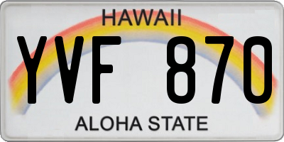 HI license plate YVF870