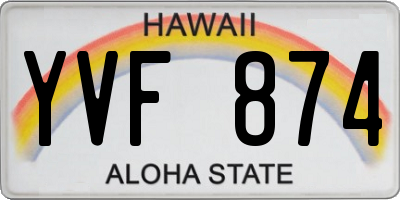 HI license plate YVF874