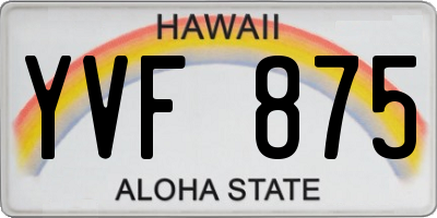 HI license plate YVF875