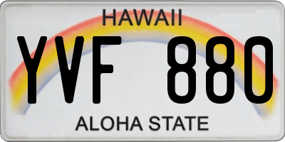 HI license plate YVF880