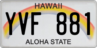 HI license plate YVF881