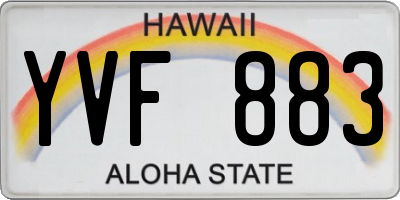 HI license plate YVF883
