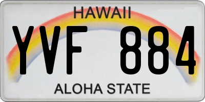 HI license plate YVF884