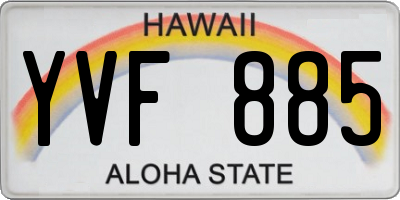 HI license plate YVF885