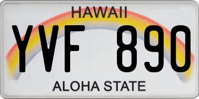 HI license plate YVF890