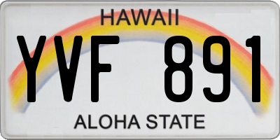 HI license plate YVF891