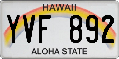 HI license plate YVF892