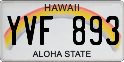 HI license plate YVF893