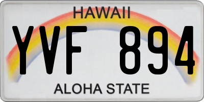 HI license plate YVF894