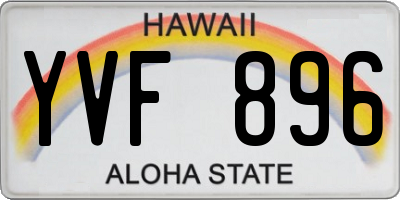 HI license plate YVF896