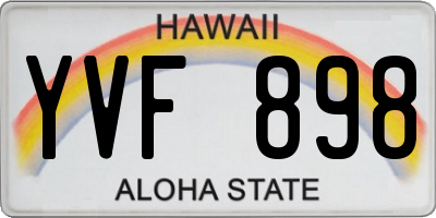 HI license plate YVF898