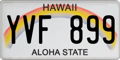 HI license plate YVF899