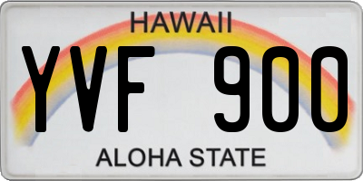 HI license plate YVF900