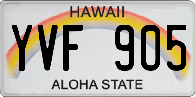HI license plate YVF905
