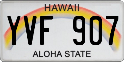 HI license plate YVF907