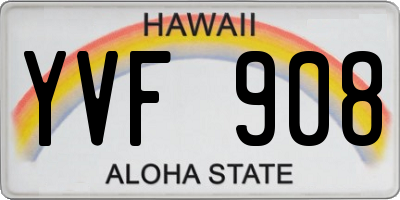 HI license plate YVF908