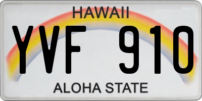 HI license plate YVF910