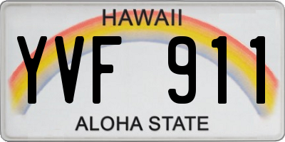 HI license plate YVF911