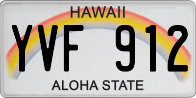 HI license plate YVF912