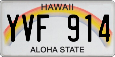 HI license plate YVF914