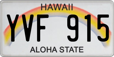HI license plate YVF915