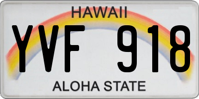 HI license plate YVF918