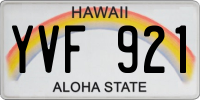 HI license plate YVF921